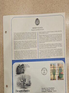 RARE COLLECTIBLE USPS 1ST DAY ISSUE COVER DESERT PLANTS SAGUARO CACTUS STAMP FDC
